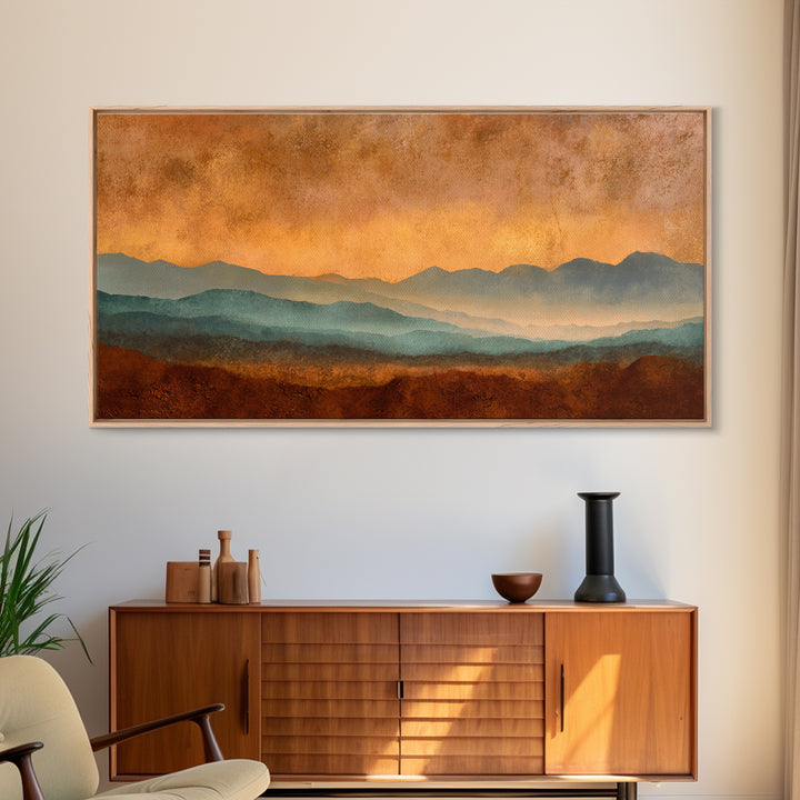 Dreamy Desert Sunset Framed Canvas Print, Above Bed Art, Modern Decor, Bedroom Decor, Fine Art, Serenity, Digital Prints, ABA-2x1-27