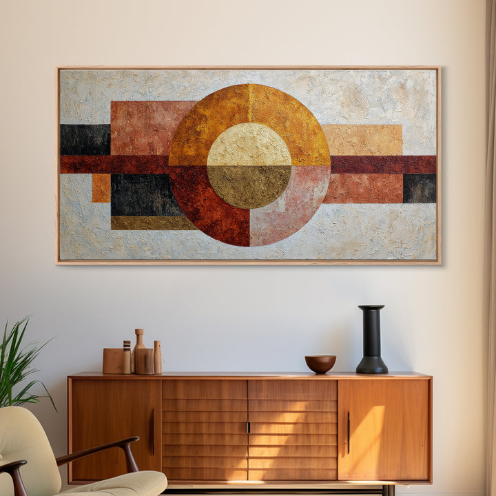 Abstract Sunrise Geometry Framed Canvas Print, Above Bed Art, Wall Decor, Bedroom Decor, Fine Art, Serenity, Apartment Decor, ABA-2x1-40
