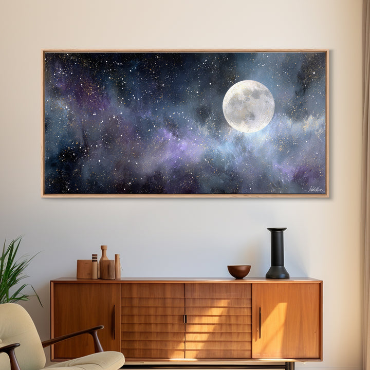 Subtle Celestial Scene Canvas Print, Above Bed Art, Digital Art, Bedroom Decor, Fine Art, Serenity, Living Room Decor, ABA-2x1-57