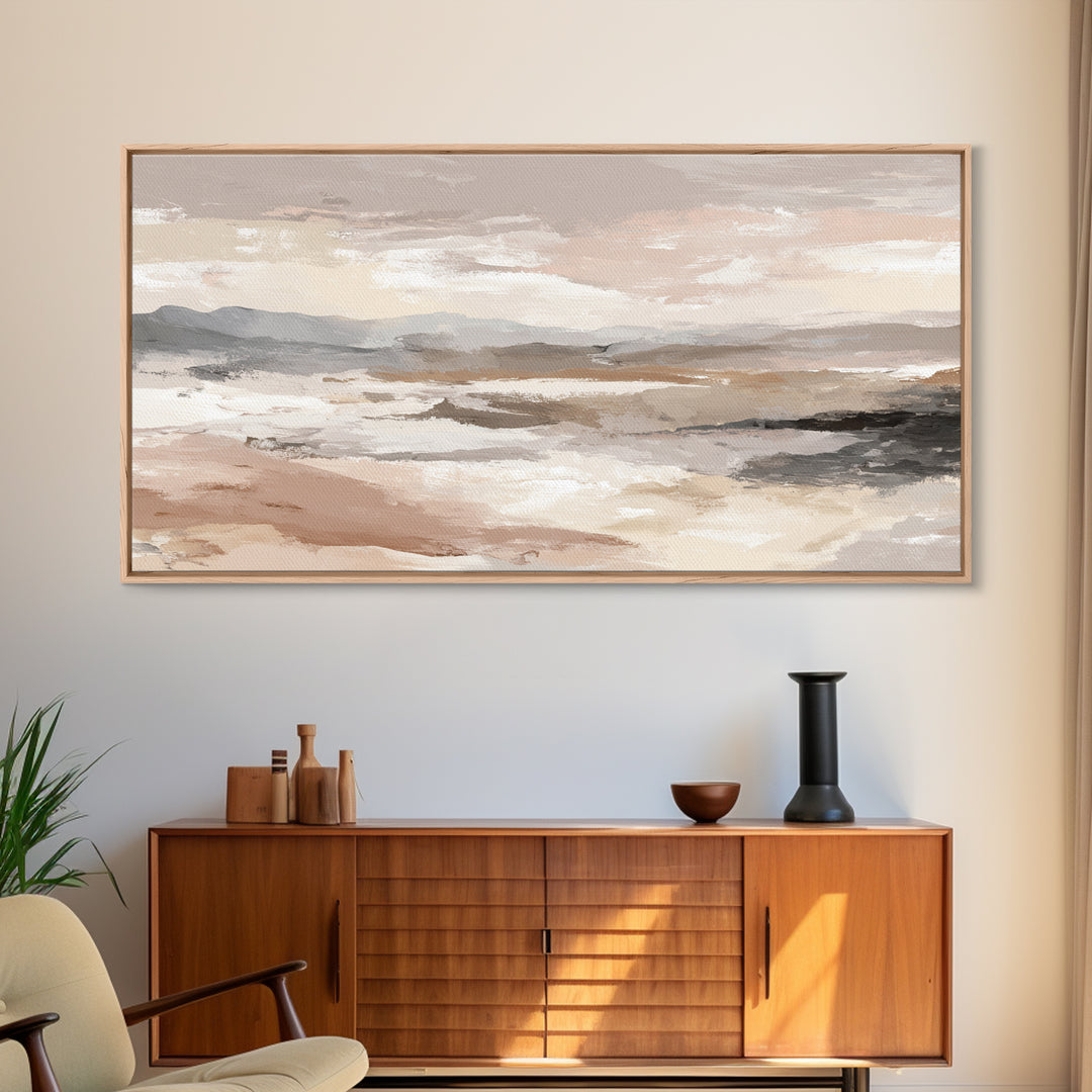 Japandi Ink Shapes Canvas Print, Above Bed Art, Room Decor, Bedroom Decor, Abstract Art, Serenity, Large Wall Art, Original Art, ABA-2x1-62
