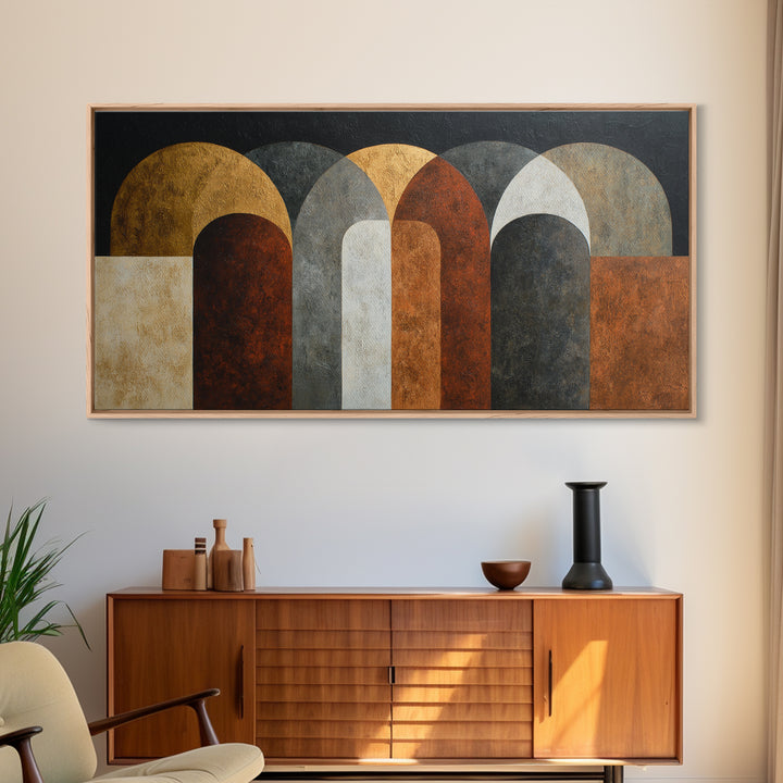 Neutral Abstract Arches Framed Canvas Print, Above Bed Art, Original Art, Bedroom Decor, Abstract Art, Serenity, ABA-2x1-72
