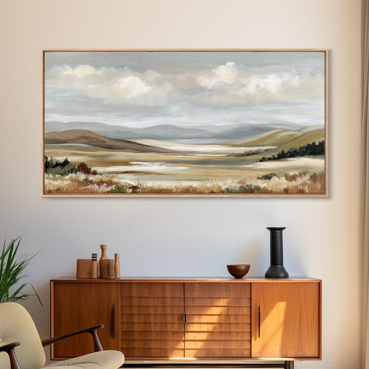 Soft Romantic Landscape Framed Canvas Print, Above Bed Art, Canvas Wall Art, Bedroom Decor, Fine Art, Serenity, Boho Wall Decor, ABA-2x1-85