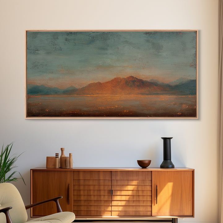 Dreamy Desert Sunset Framed Canvas Print, Above Bed Art, Printable Art, Bedroom Decor, Fine Art, Serenity, Bedroom Wall Art, ABA-2x1-99