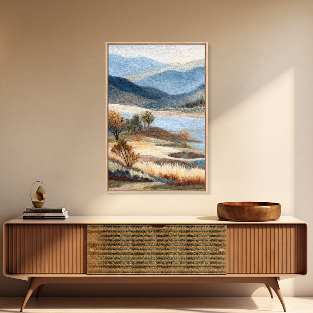 Soft Romantic Landscape Framed Canvas Print, Above Bed Art, Wall Art, Bedroom Decor, Oil Painting, Serenity, Digital Print, ABA-2x3-1