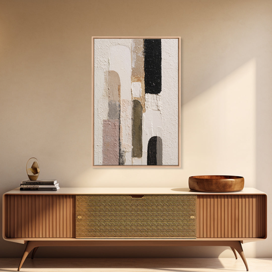 Neutral Abstract Arches Framed Canvas Print, Above Bed Art, Minimalist Decor, Bedroom Decor, Serenity, Textured Wall Art, ABA-2x3-12