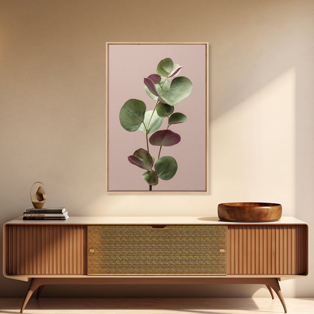 Soft Eucalyptus Branches Arranged Symmetrically Canvas Print, Above Bed Art, Art Print, Bedroom Decor, Watercolor Art, Serenity, ABA-2x3-14