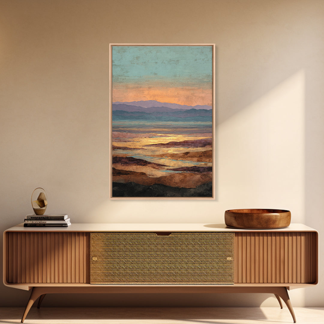 Dreamy Desert Sunset Canvas Print, Above Bed Art, Home Decor, Bedroom Decor, Oil Painting, Serenity, Contemporary Art, ABA-2x3-15