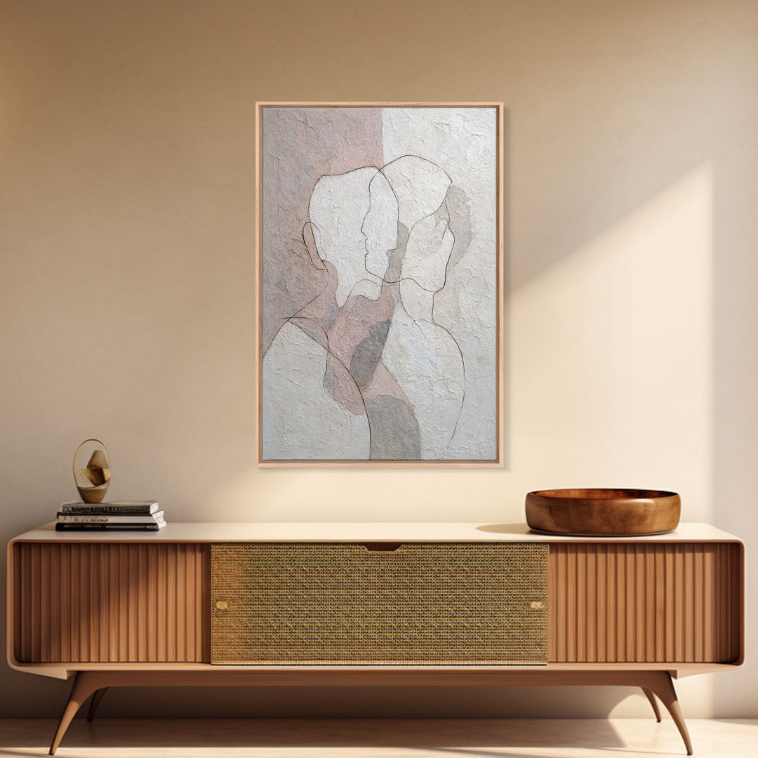 Minimal Two Figure Line Drawing Canvas Print, Above Bed Art, Boho Wall Decor, Bedroom Decor, Fine Art, Serenity, Fine Art Print, ABA-2x3-16