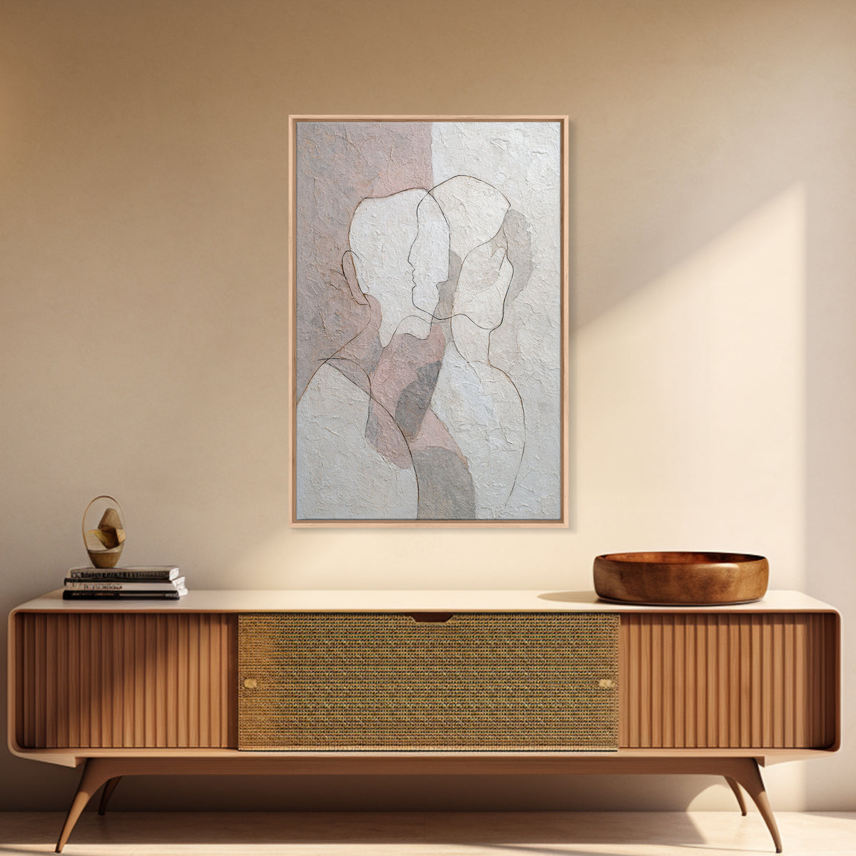 Minimal Two Figure Line Drawing Canvas Print, Above Bed Art, Boho Wall Decor, Bedroom Decor, Fine Art, Serenity, Fine Art Print, ABA-2x3-16