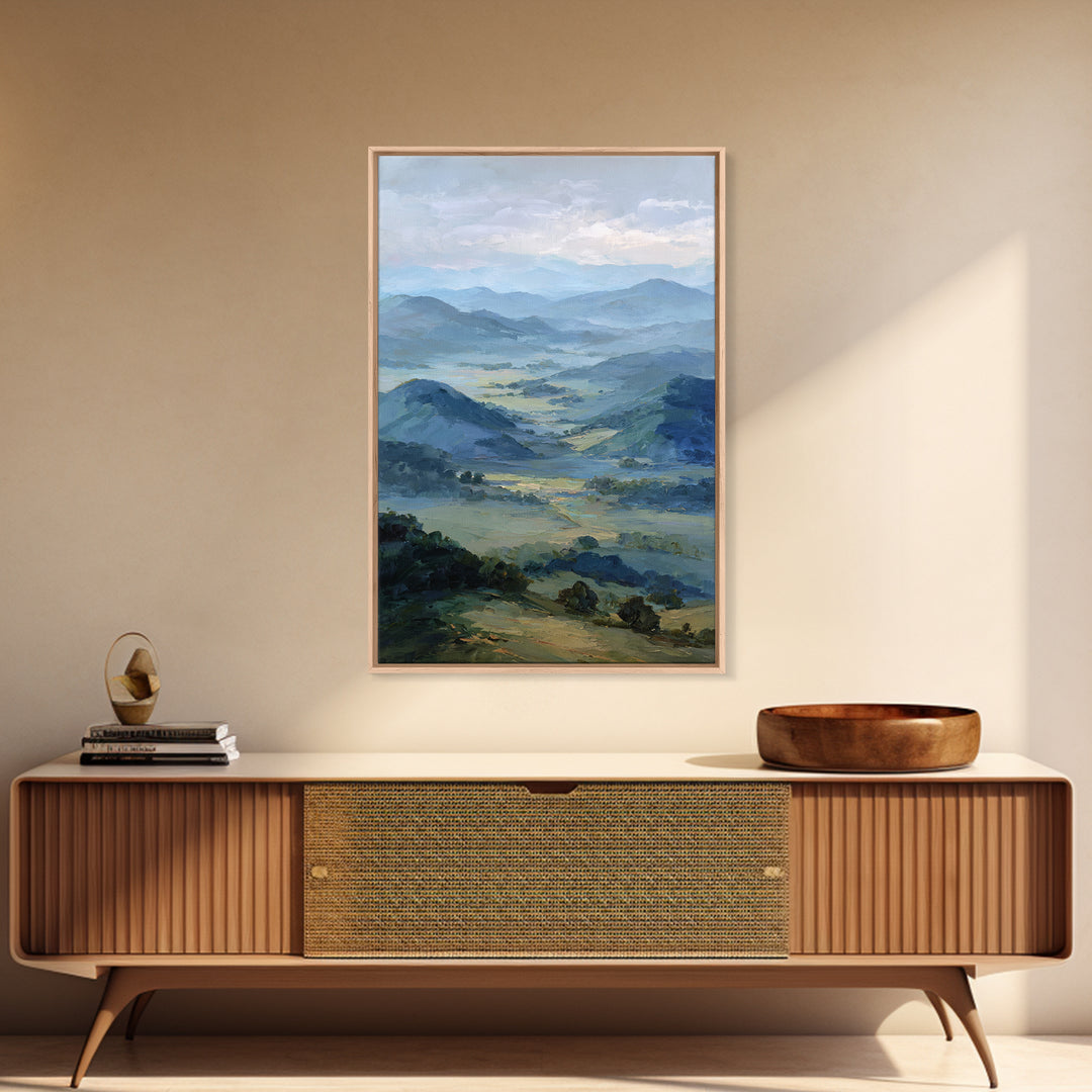 Soft Romantic Landscape Framed Canvas Print, Above Bed Art, Wall Art, Bedroom Decor, Oil Painting, Serenity, Digital Print, ABA-2x3-25