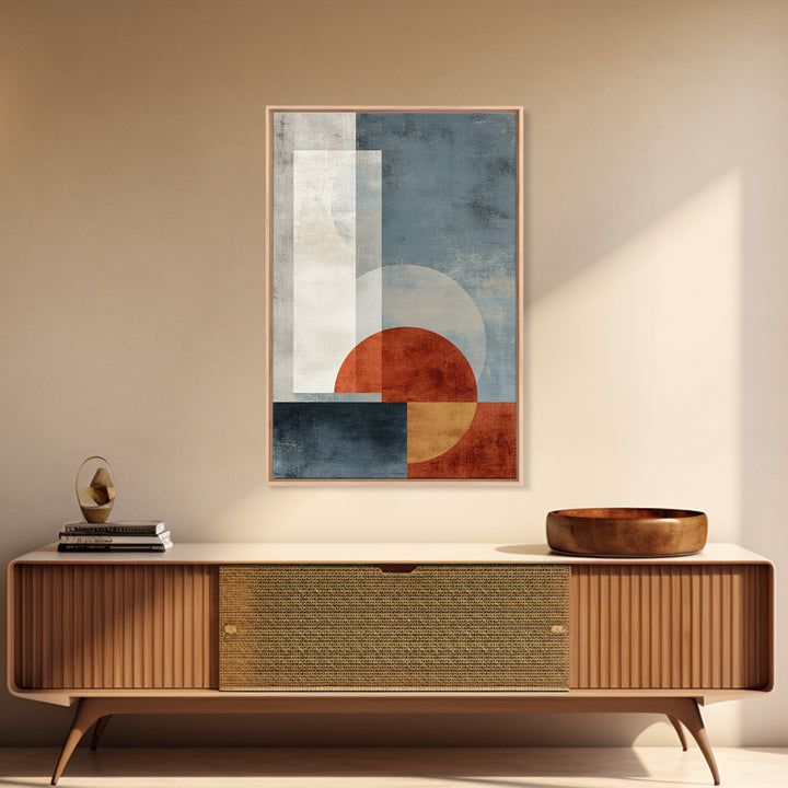 Abstract Sunrise Geometry Framed Canvas Print, Above Bed Art, Fine Art Print, Bedroom Decor, Abstract Art, Serenity, ABA-2x3-4