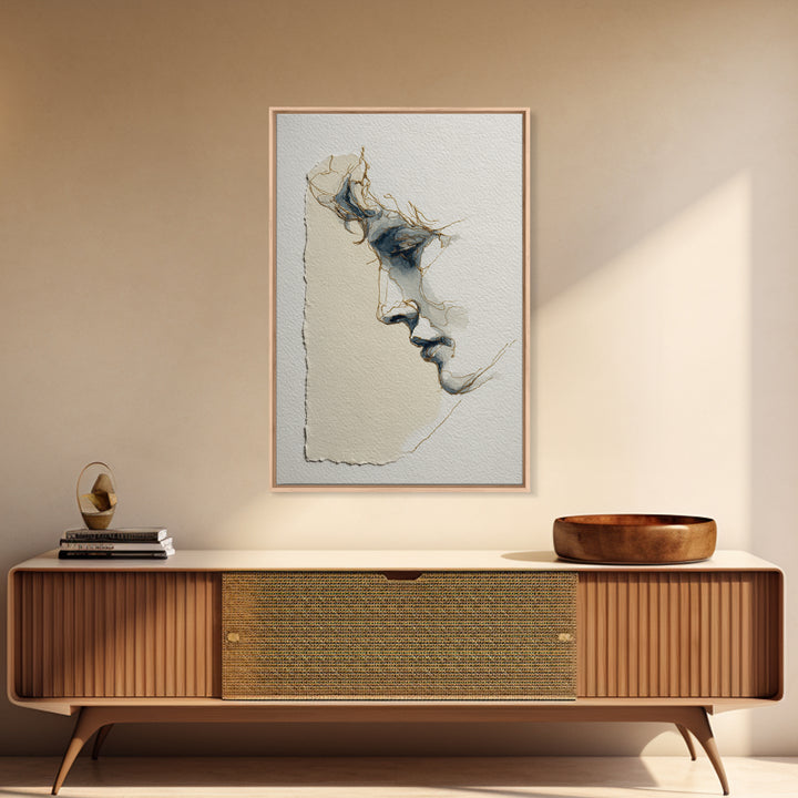 Minimal Two Figure Line Drawing Canvas Print, Above Bed Art, Modern Decor, Bedroom Decor, Fine Art, Serenity, Digital Prints, ABA-2x3-40