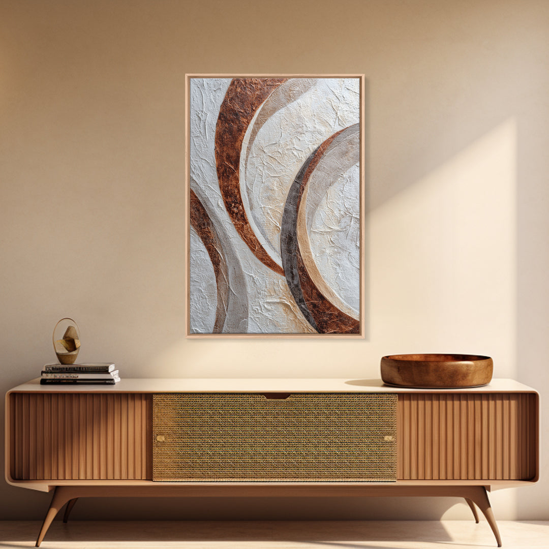 Warm Taupe Abstract Waves Framed Canvas Print, Above Bed Art, Wall Art, Bedroom Decor, Fine Art, Serenity, Digital Print, ABA-2x3-47