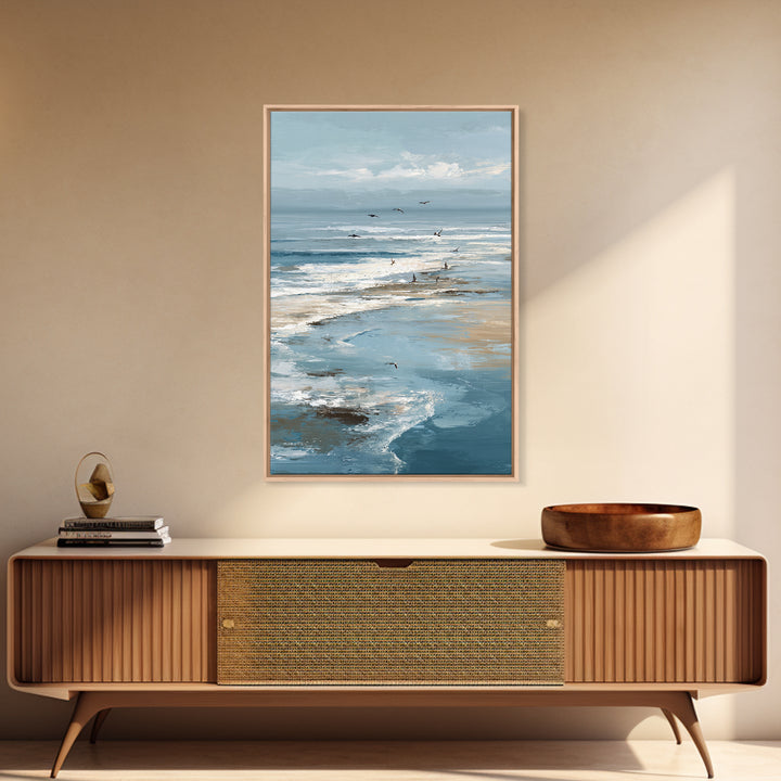 Serene Ocean Tide Seen from Above Canvas Print, Above Bed Art, Wall Decor, Bedroom Decor, Fine Art, Serenity, Apartment Decor, ABA-2x3-5