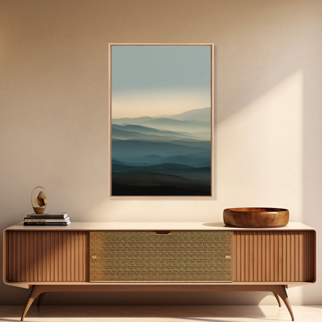 Soft Alpine Horizon Framed Canvas Print, Above Bed Art, Gallery Decor, Bedroom Decor, Fine Art, Serenity, Wall Art, Wall Decor, ABA-2x3-56
