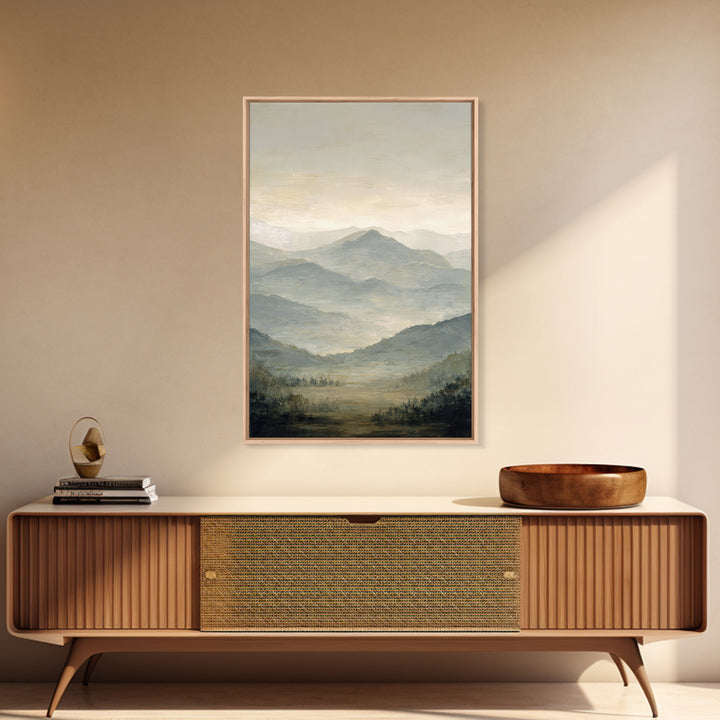 Panoramic Misty Mountain Landscape Canvas Print, Above Bed Art, Apartment Decor, Bedroom Decor, Serenity, Photography Prints, ABA-2x3-57