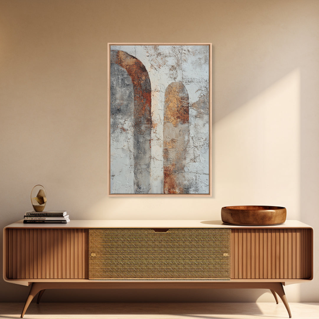 Neutral Abstract Arches Framed Canvas Print, Above Bed Art, Wall Art, Bedroom Decor, Abstract Art, Serenity, Digital Print, ABA-2x3-60