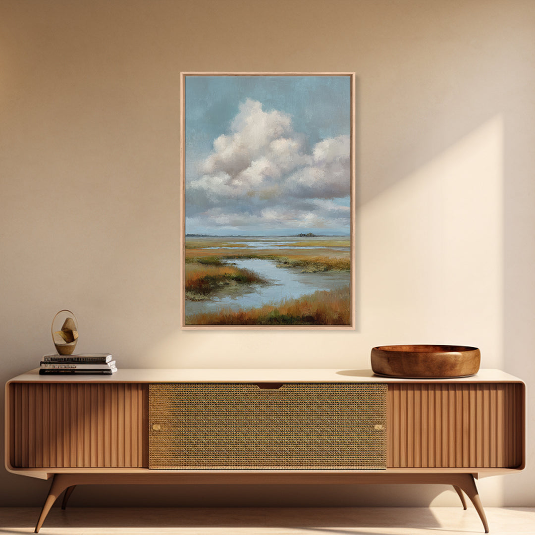 Tranquil Cloudscape with Blush Undertones Canvas Print, Above Bed Art, Original Art, Bedroom Decor, Fine Art, Serenity, ABA-2x3-61