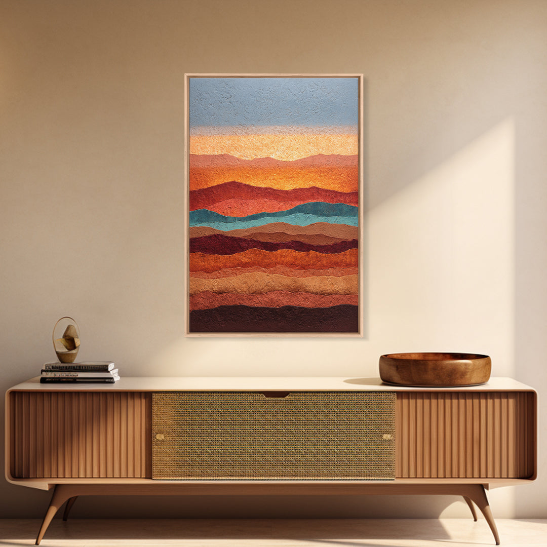 Dreamy Desert Sunset Framed Canvas Print, Above Bed Art, Printable Wall Art, Bedroom Decor, Watercolor Art, Serenity, ABA-2x3-63