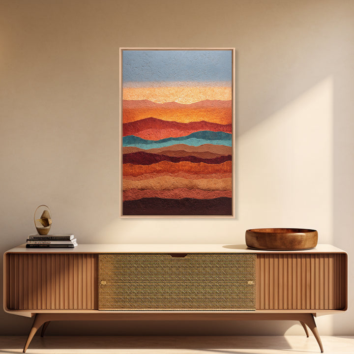 Dreamy Desert Sunset Framed Canvas Print, Above Bed Art, Printable Wall Art, Bedroom Decor, Watercolor Art, Serenity, ABA-2x3-63