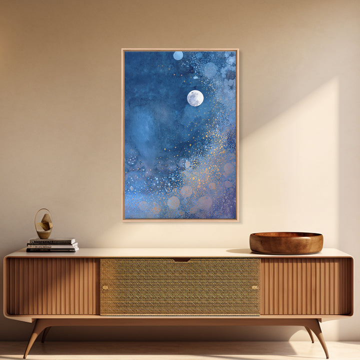 Subtle Celestial Scene Framed Canvas Print, Above Bed Art, Bedroom Decor, Fine Art, Serenity, Boho Decor, Western Decor, ABA-2x3-69