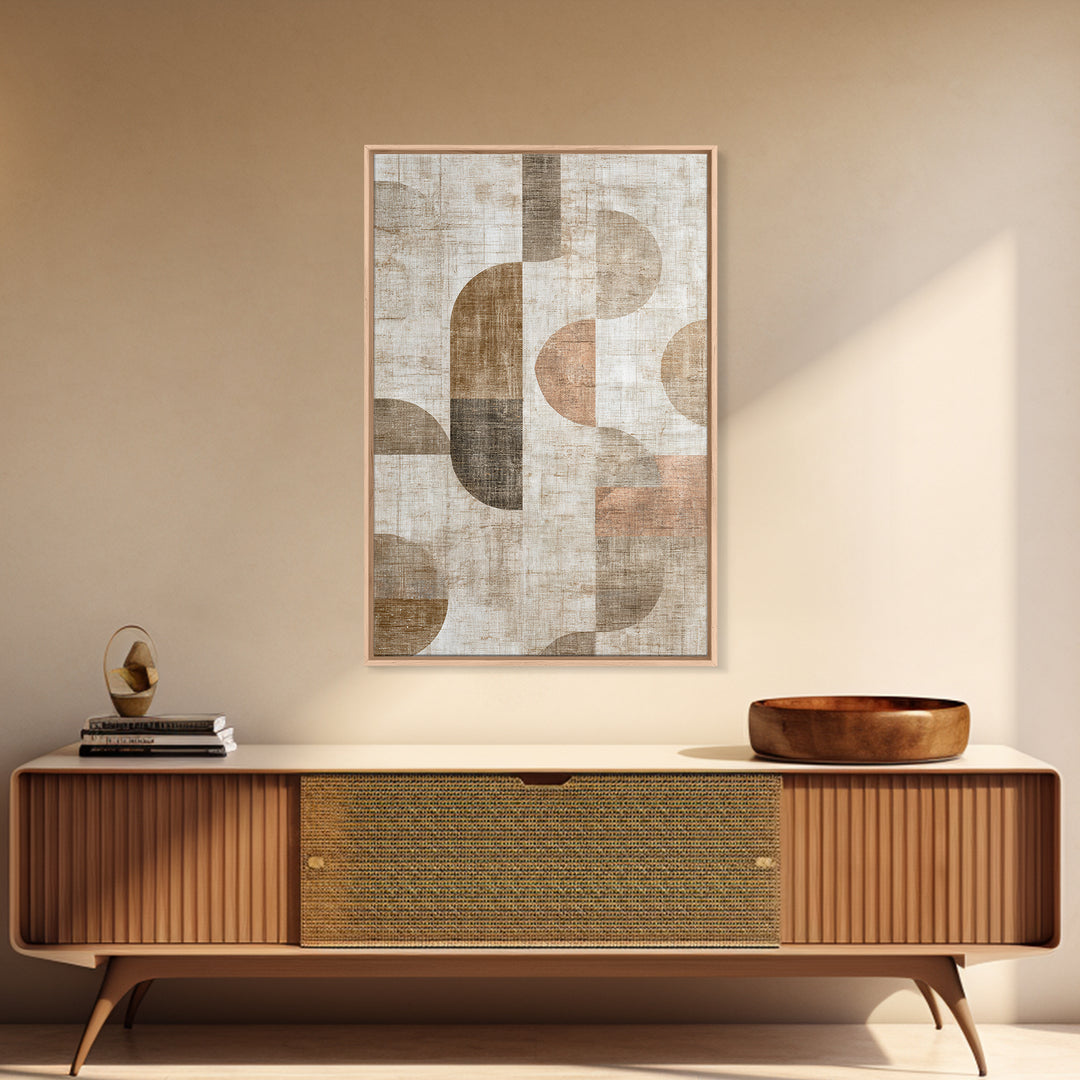 Warm Taupe Abstract Waves Canvas Print, Above Bed Art, Mid Century Modern, Bedroom Decor, Serenity, Horizontal Wall Art, ABA-2x3-71