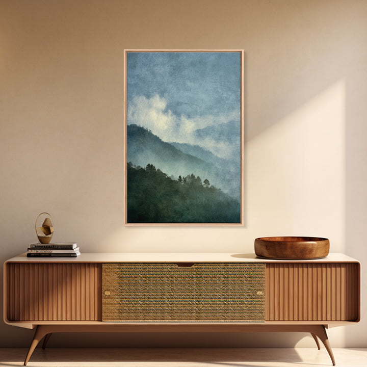Soft Alpine Horizon Framed Canvas Print, Above Bed Art, Contemporary Art, Bedroom Decor, Fine Art, Serenity, Textured Wall Art, ABA-2x3-80