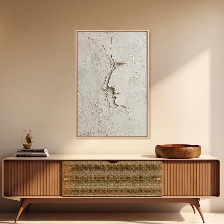 Minimal Two Figure Line Drawing Framed Canvas Print, Above Bed Art, Dorm Decor, Bedroom Decor, Serenity, Dopamine Decor, ABA-2x3-88