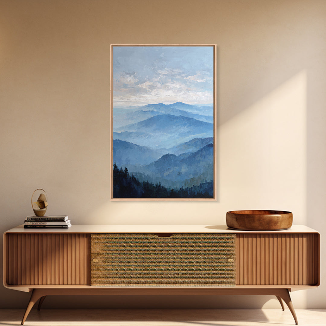Panoramic Misty Mountain Landscape Canvas Print, Above Bed Art, Digital Prints, Bedroom Decor, Serenity, Printable Art, ABA-2x3-9