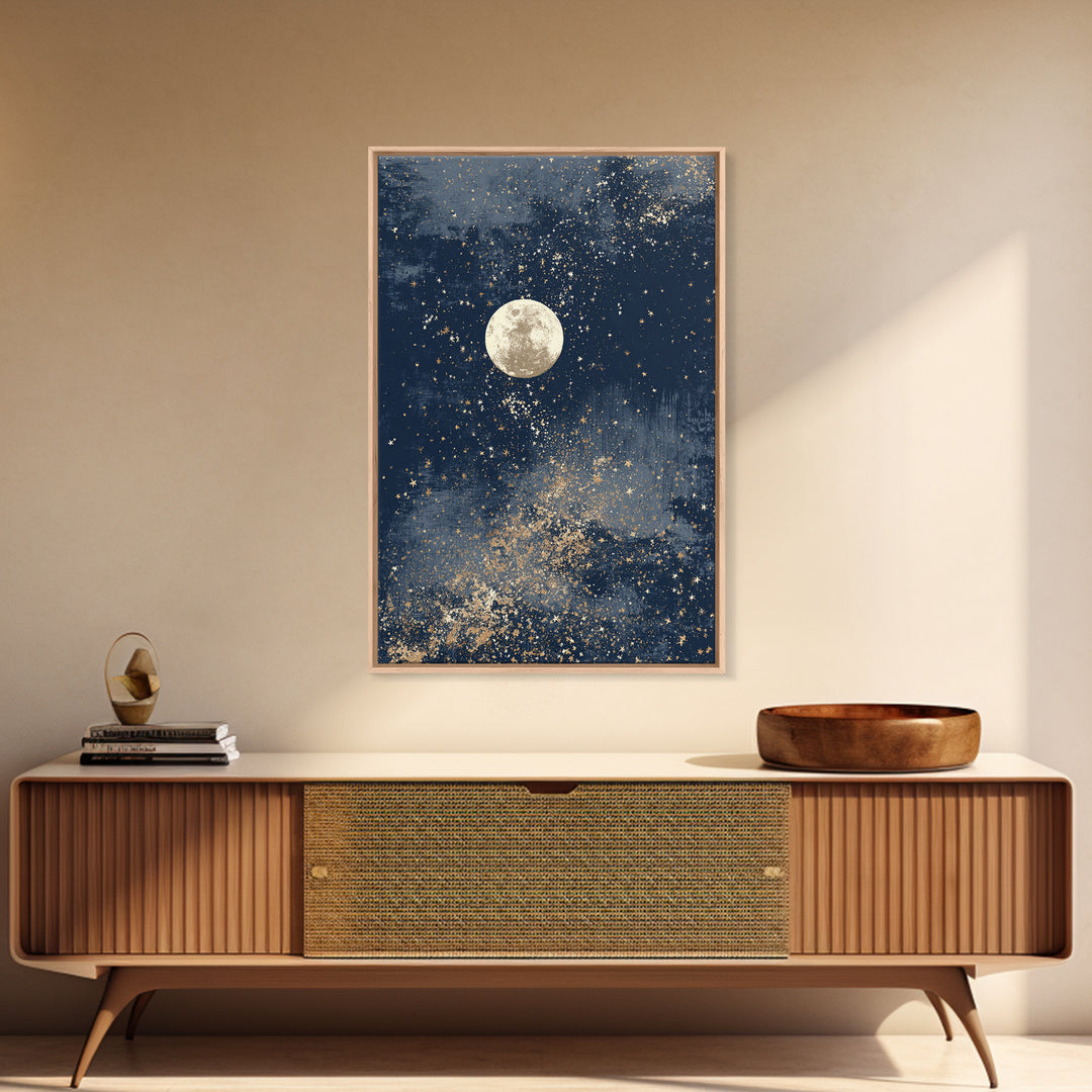 Subtle Celestial Scene Framed Canvas Print, Above Bed Art, Bedroom Decor, Fine Art, Serenity, Boho Decor, Western Decor, ABA-2x3-93