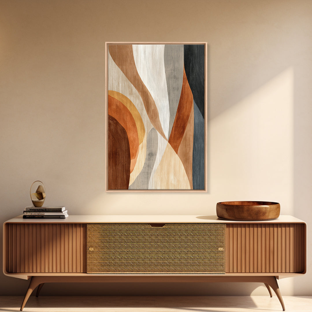 Warm Taupe Abstract Waves Canvas Print, Above Bed Art, Boho Wall Art, Bedroom Decor, Abstract Art, Serenity, Above Bed Decor, ABA-2x3-95