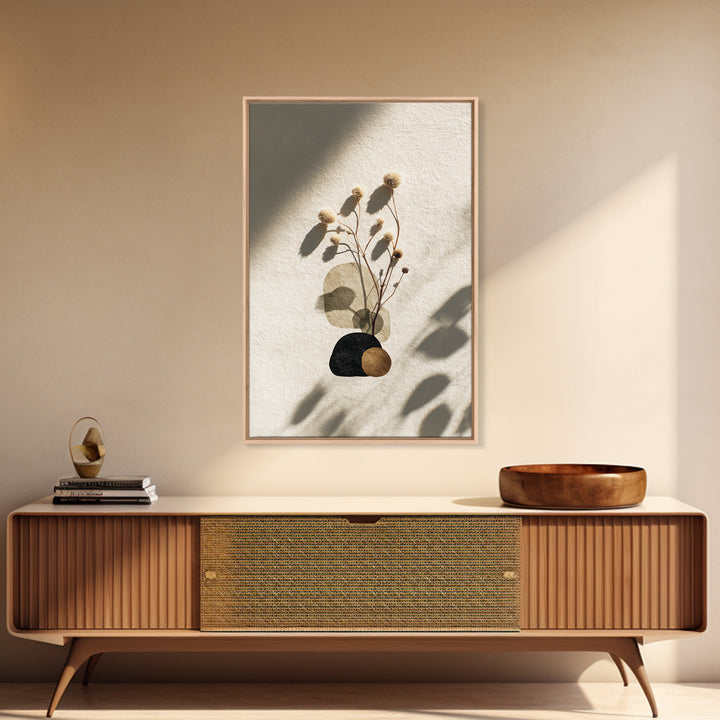 Japandi Ink Shapes Framed Canvas Print, Above Bed Art, Digital Art, Bedroom Decor, Abstract Art, Serenity, Living Room Decor, ABA-2x3-98
