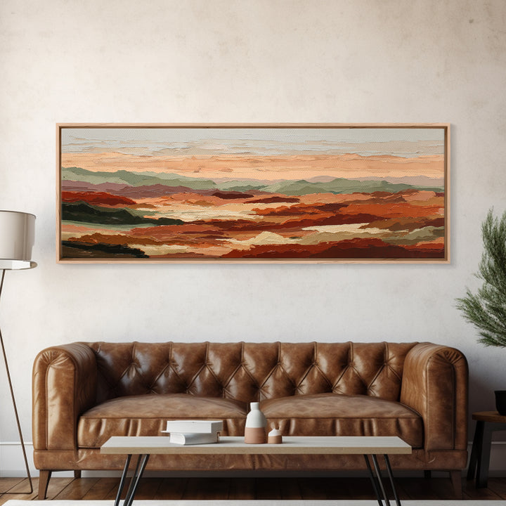 Dreamy Desert Sunset Framed Canvas Print, Above Bed Art, Statement Artwork, Bedroom Decor, Fine Art, Serenity, ABA-3x1-23
