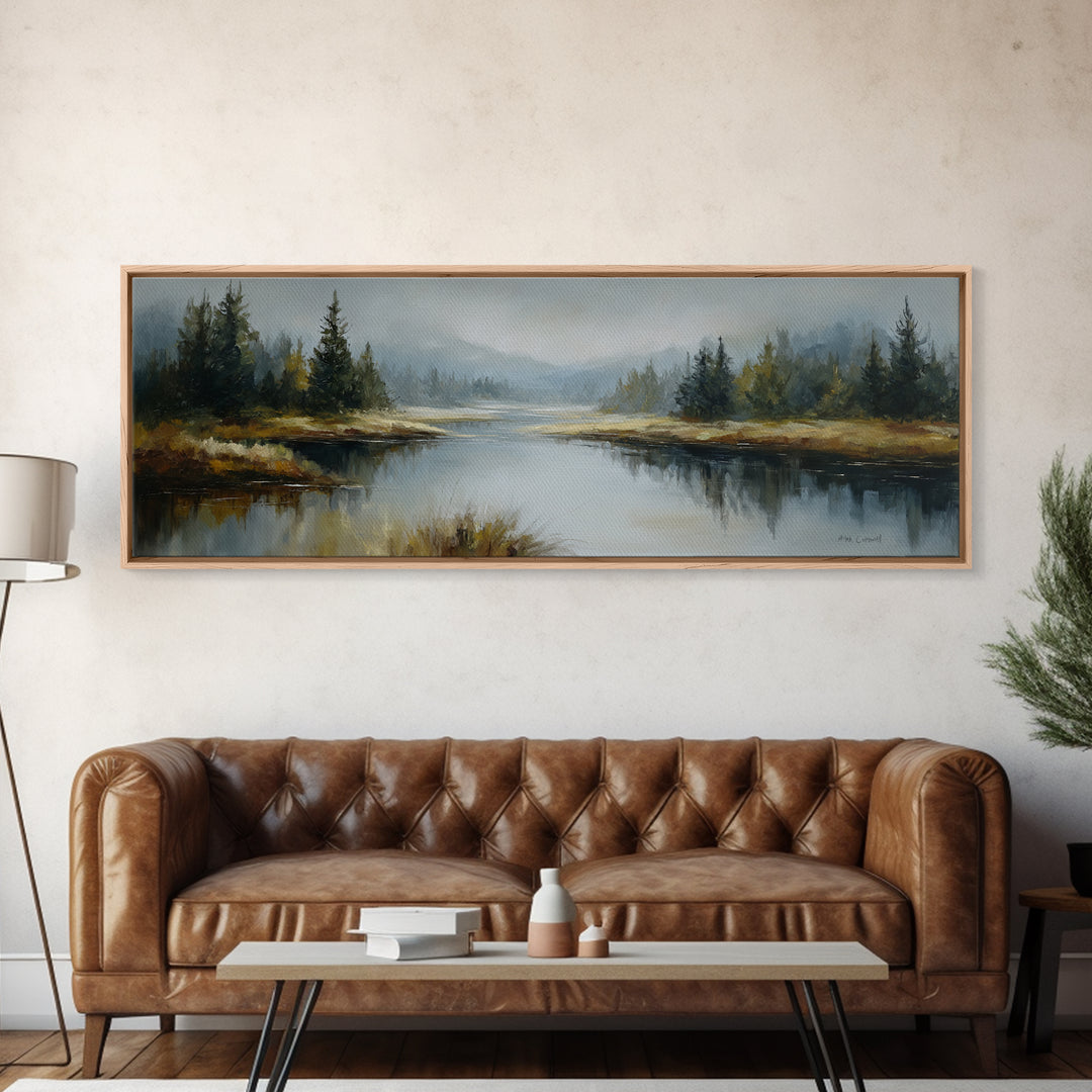 Calming Lake Reflection Canvas Print, Above Bed Art, Home Decor, Bedroom Decor, Fine Art, Serenity, Contemporary Art, ABA-3x1-3
