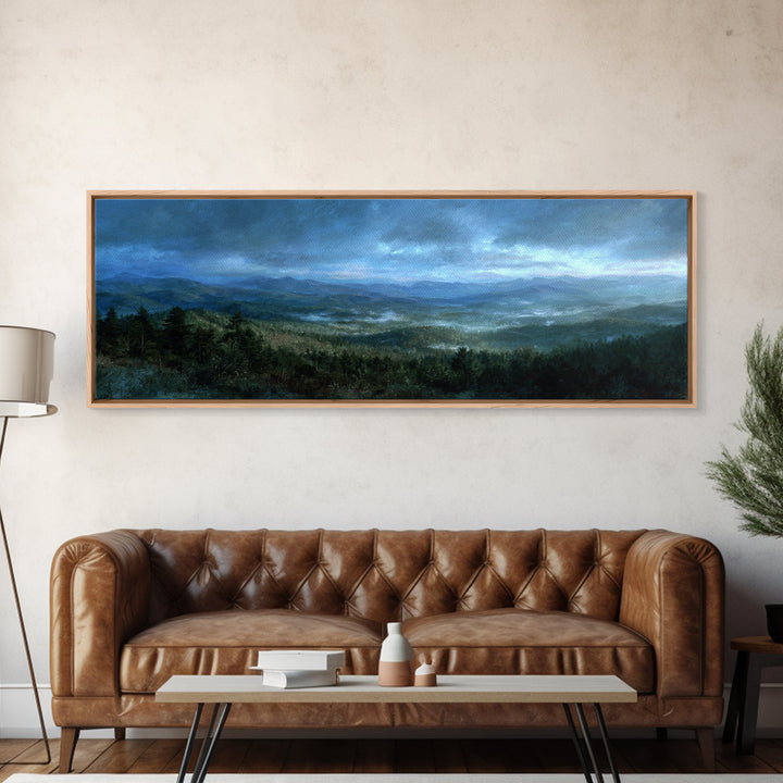 Quiet Forest Ridge Softened by Fog Canvas Print, Above Bed Art, Wall Art, Bedroom Decor, Fine Art, Serenity, Digital Print, ABA-3x1-30