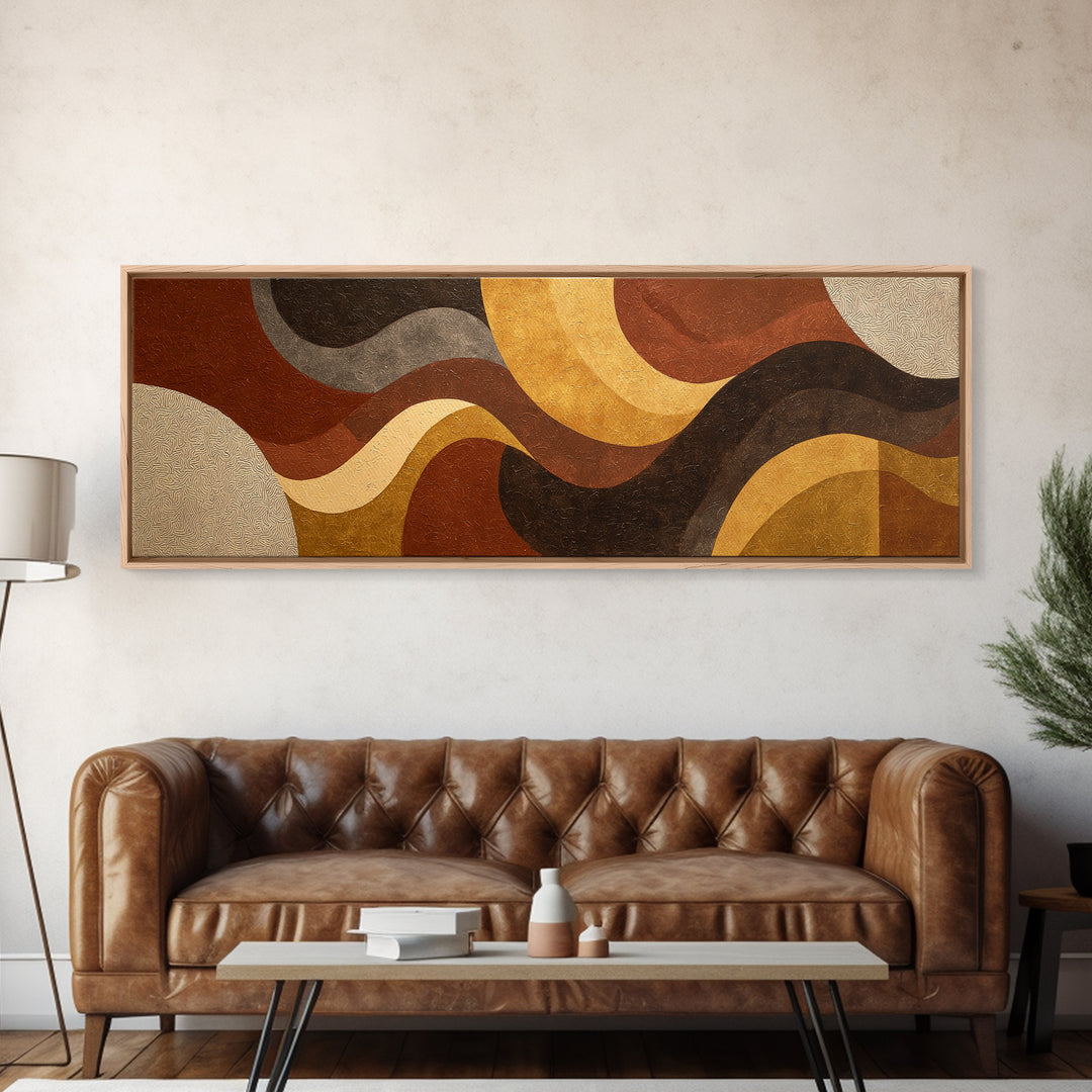 Warm Taupe Abstract Waves Canvas Print, Above Bed Art, Luxury Decor, Bedroom Decor, Fine Art, Serenity, Mid Century Modern, ABA-3x1-31