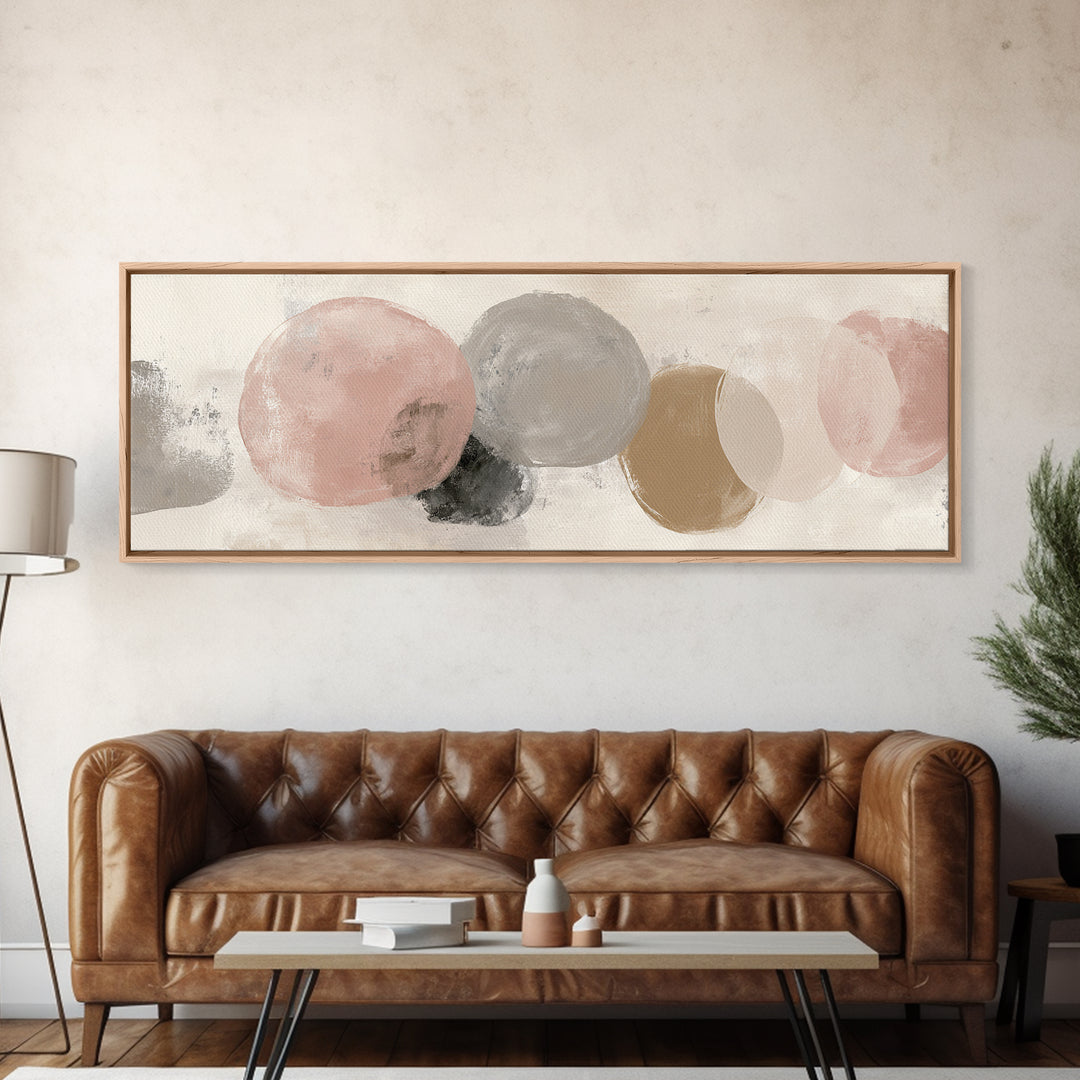 Japandi Ink Shapes Canvas Print, Above Bed Art, Dorm Decor, Bedroom Decor, Serenity, Dopamine Decor, Japanese Wall Art, ABA-3x1-34