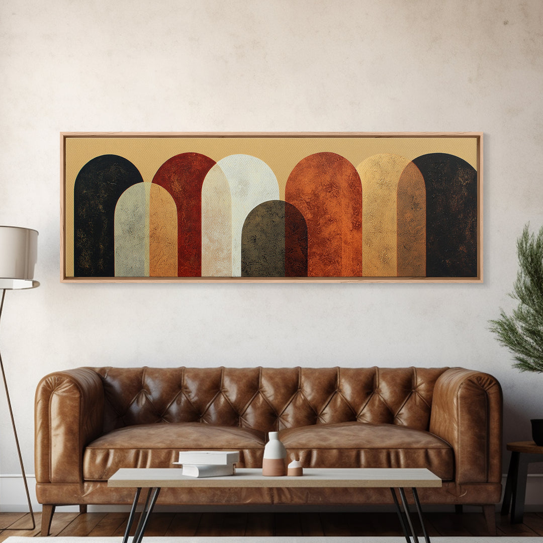 Neutral Abstract Arches Framed Canvas Print, Above Bed Art, Gallery Decor, Bedroom Decor, Abstract Art, Serenity, Wall Art, ABA-3x1-44