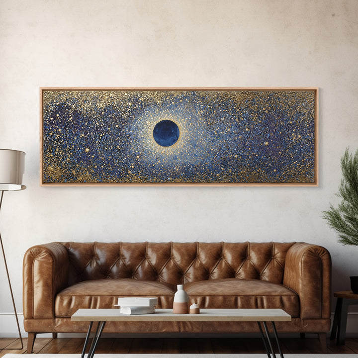 Subtle Celestial Scene Framed Canvas Print, Above Bed Art, Japanese Wall Art, Bedroom Decor, Fine Art, Serenity, Neutral Decor, ABA-3x1-53