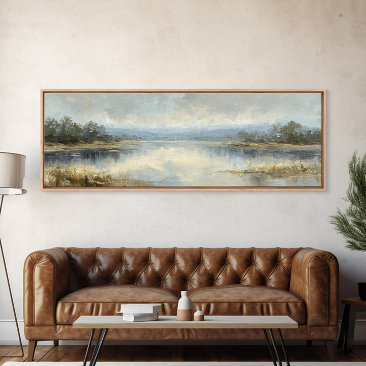 Calming Lake Reflection Canvas Print, Above Bed Art, Canvas Wall Art, Bedroom Decor, Fine Art, Serenity, Boho Wall Decor, ABA-3x1-75