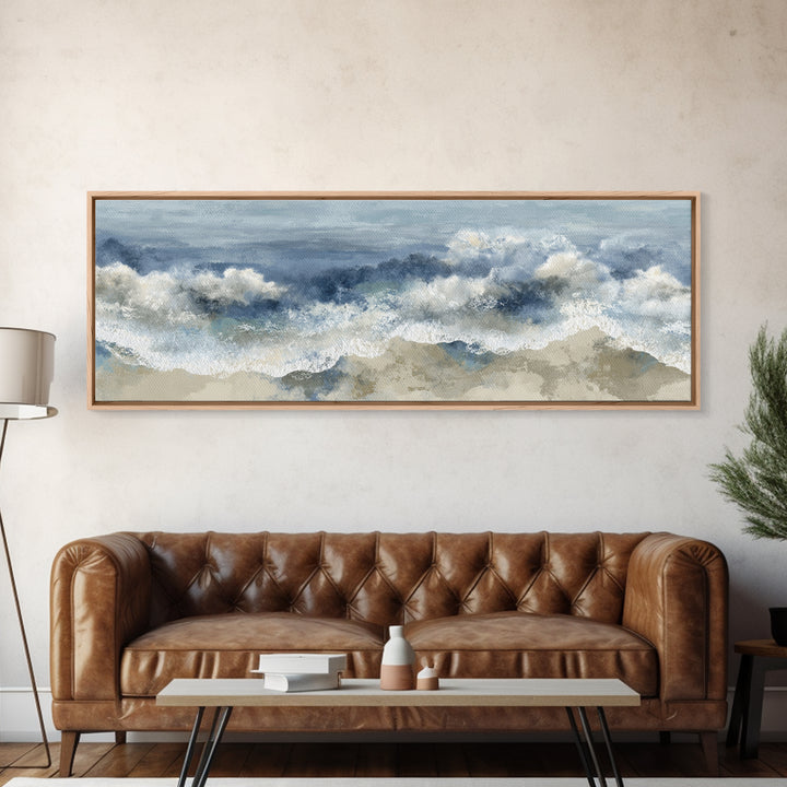 Serene Ocean Tide Seen from Above Canvas Print, Above Bed Art, Boho Wall Decor, Bedroom Decor, Serenity, Fine Art Print, ABA-3x1-85