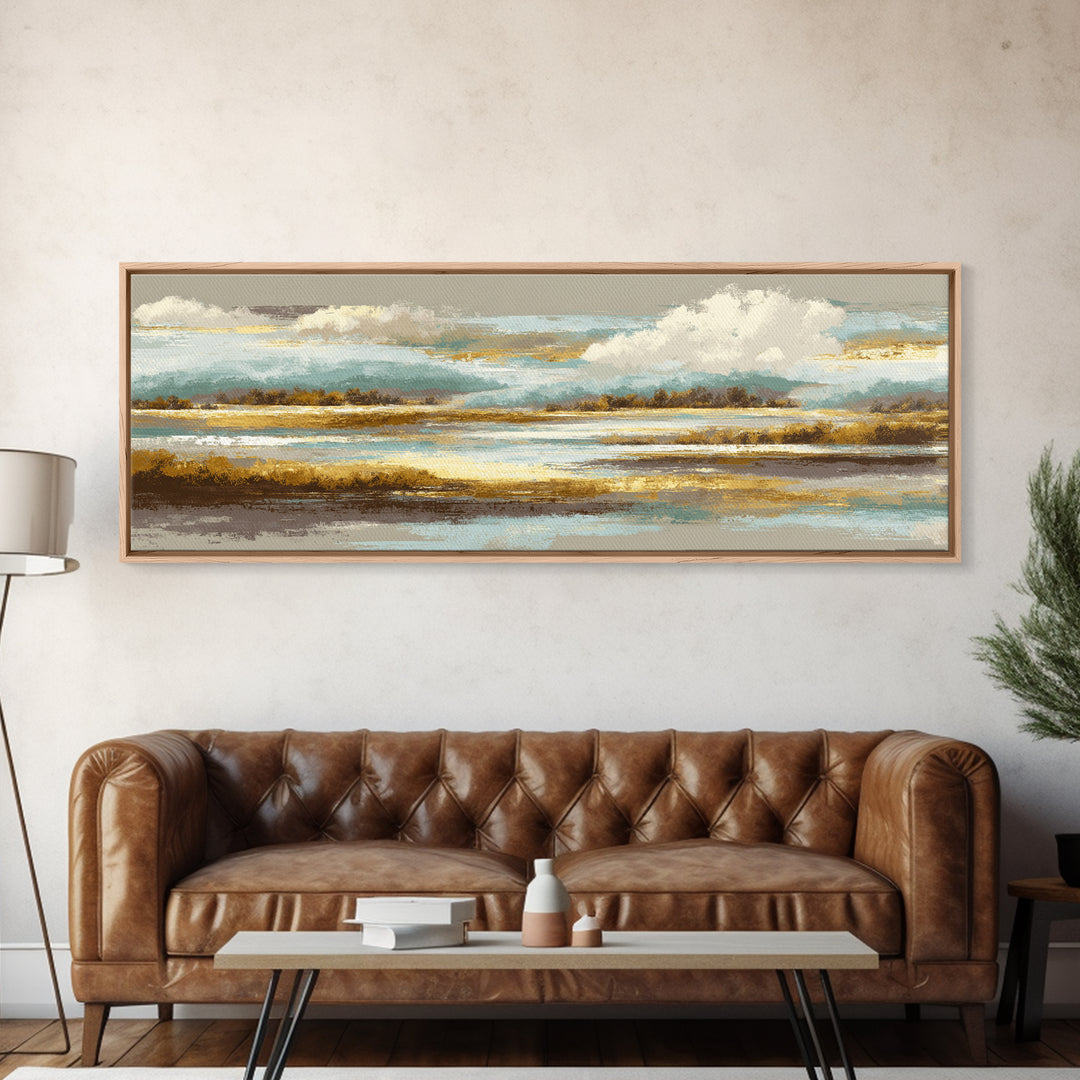 Soft Alpine Horizon Canvas Print, Above Bed Art, Minimalist Decor, Bedroom Decor, Fine Art, Serenity, Textured Wall Art, ABA-3x1-88