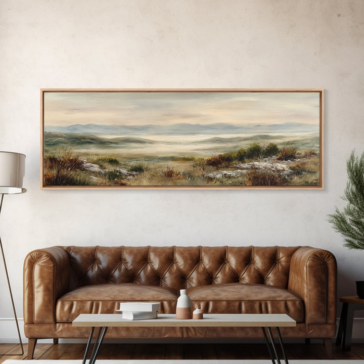 Soft Romantic Landscape Framed Canvas Print, Above Bed Art, Canvas Wall Art, Bedroom Decor, Fine Art, Serenity, Boho Wall Decor, ABA-3x1-9