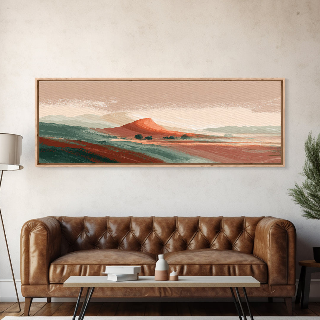 Dreamy Desert Sunset Canvas Print, Above Bed Art, Textured Painting, Bedroom Decor, Fine Art, Serenity, Original Art, ABA-3x1-95