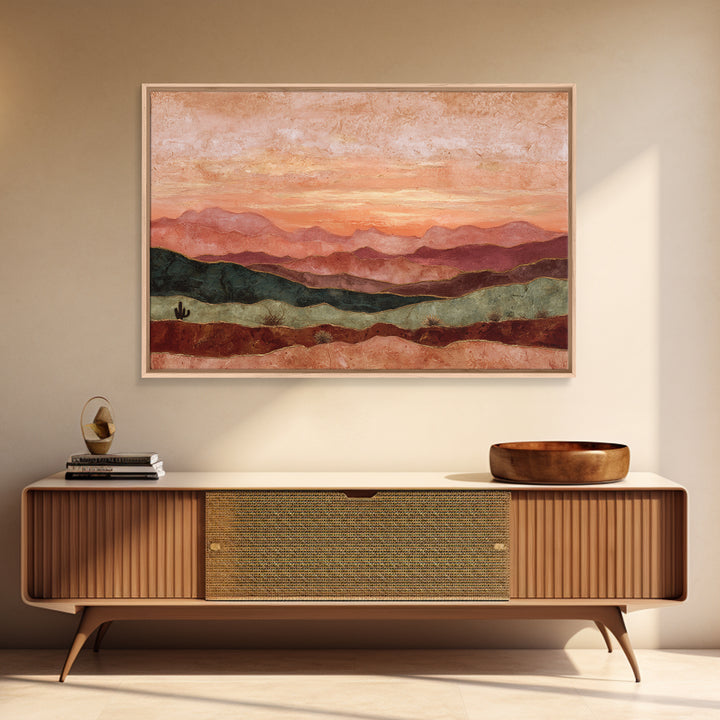 Dreamy Desert Sunset Canvas Print, Above Bed Art, Sage Green Wall Art, Bedroom Decor, Fine Art, Serenity, Modern Decor, ABA-3x2-11