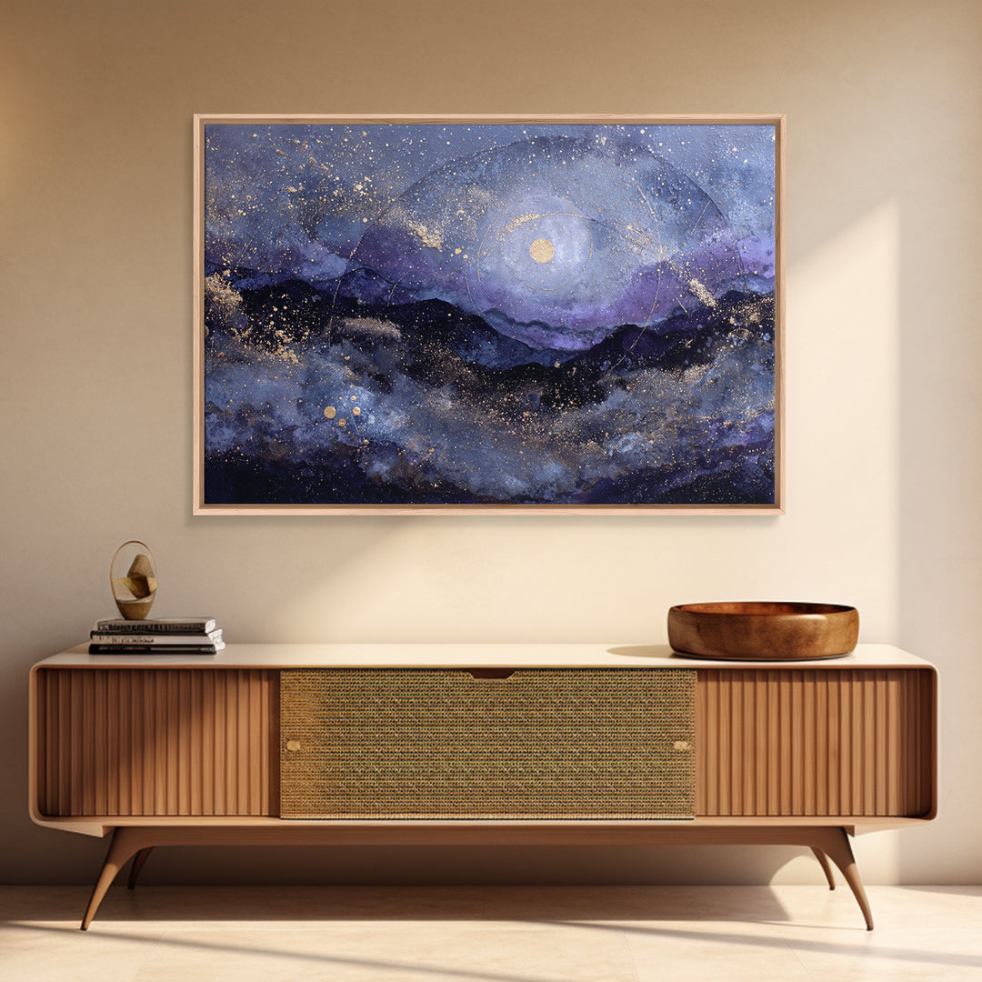 Subtle Celestial Scene Canvas Print, Above Bed Art, Whimsical Decor, Bedroom Decor, Fine Art, Serenity, Bedroom Wall Decor, ABA-3x2-17