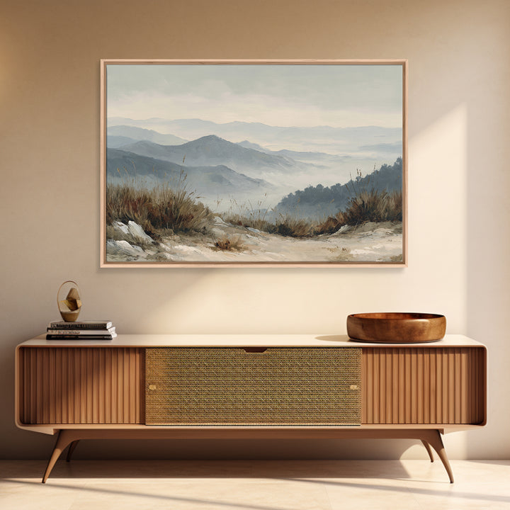 Panoramic Misty Mountain Landscape Canvas Print, Above Bed Art, Living Room Wall Art, Bedroom Decor, Fine Art, Serenity, ABA-3x2-29