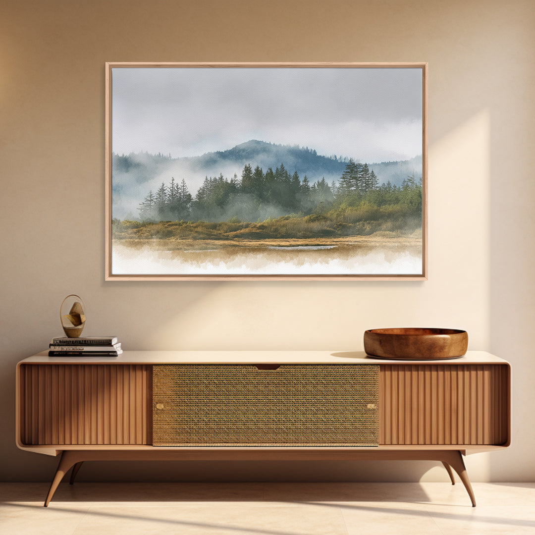 Quiet Forest Ridge Softened by Fog Canvas Print, Above Bed Art, Apartment Decor, Bedroom Decor, Serenity, Photography Prints, ABA-3x2-42
