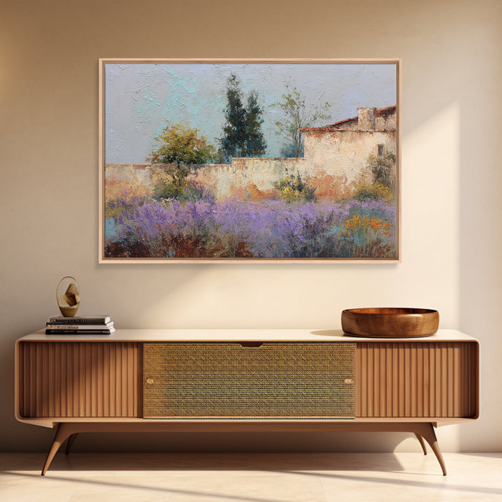 Oversized Lavender Field Framed Canvas Print, Above Bed Art, Room Decor, Bedroom Decor, Oil Painting, Serenity, Large Wall Art, ABA-3x2-47