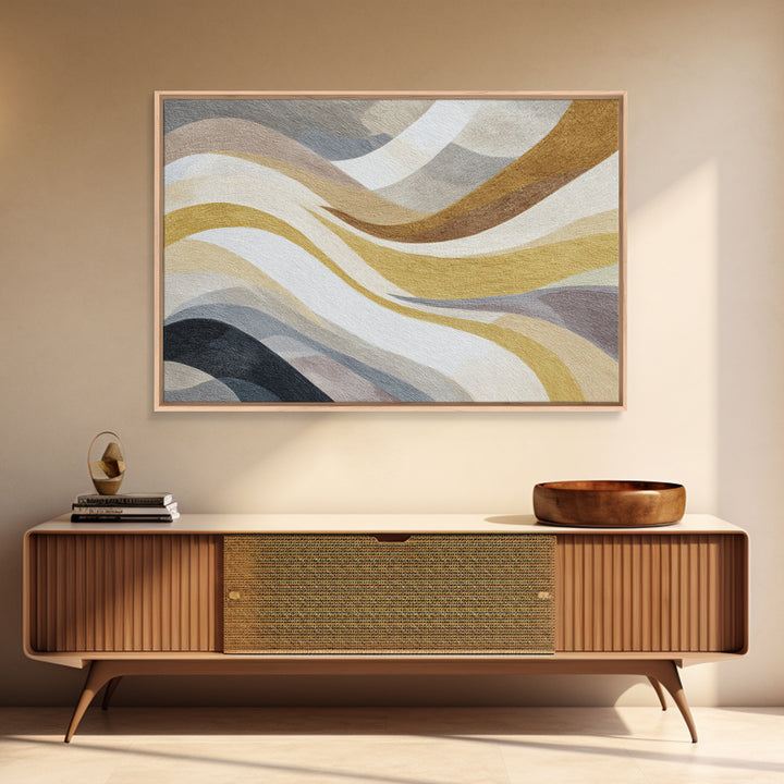 Warm Taupe Abstract Waves Canvas Print, Above Bed Art, Textured Painting, Bedroom Decor, Abstract Art, Serenity, Original Art, ABA-3x2-67